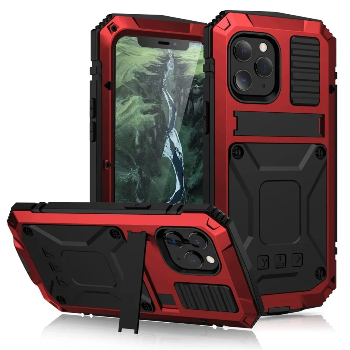Armor Protective Shockproof Tempered Glass Metal Cover Case for iPhone